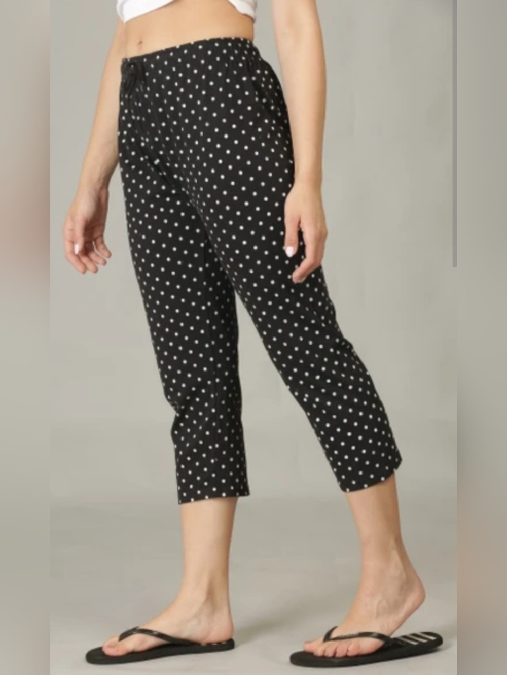 Briggs New York Stretch Cotton Polka Dot Crop Pants - Black/White 18W